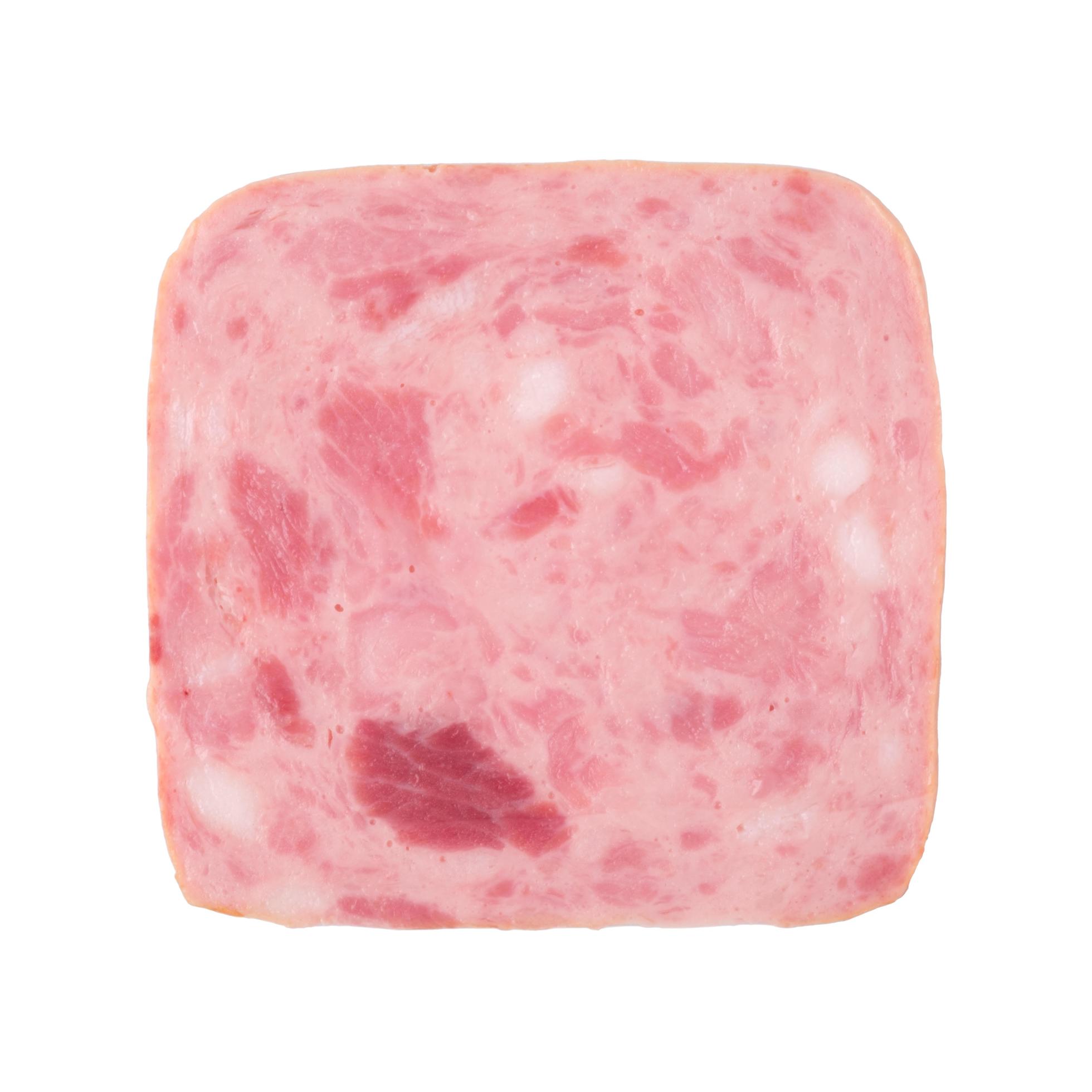 Squared slice of ham isolated on whitebackground 11042333 Stock Photo