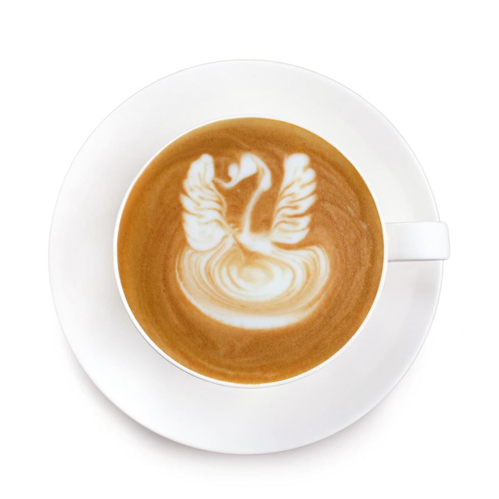 Top view latte art coffee on white background 11042619 Stock Photo at