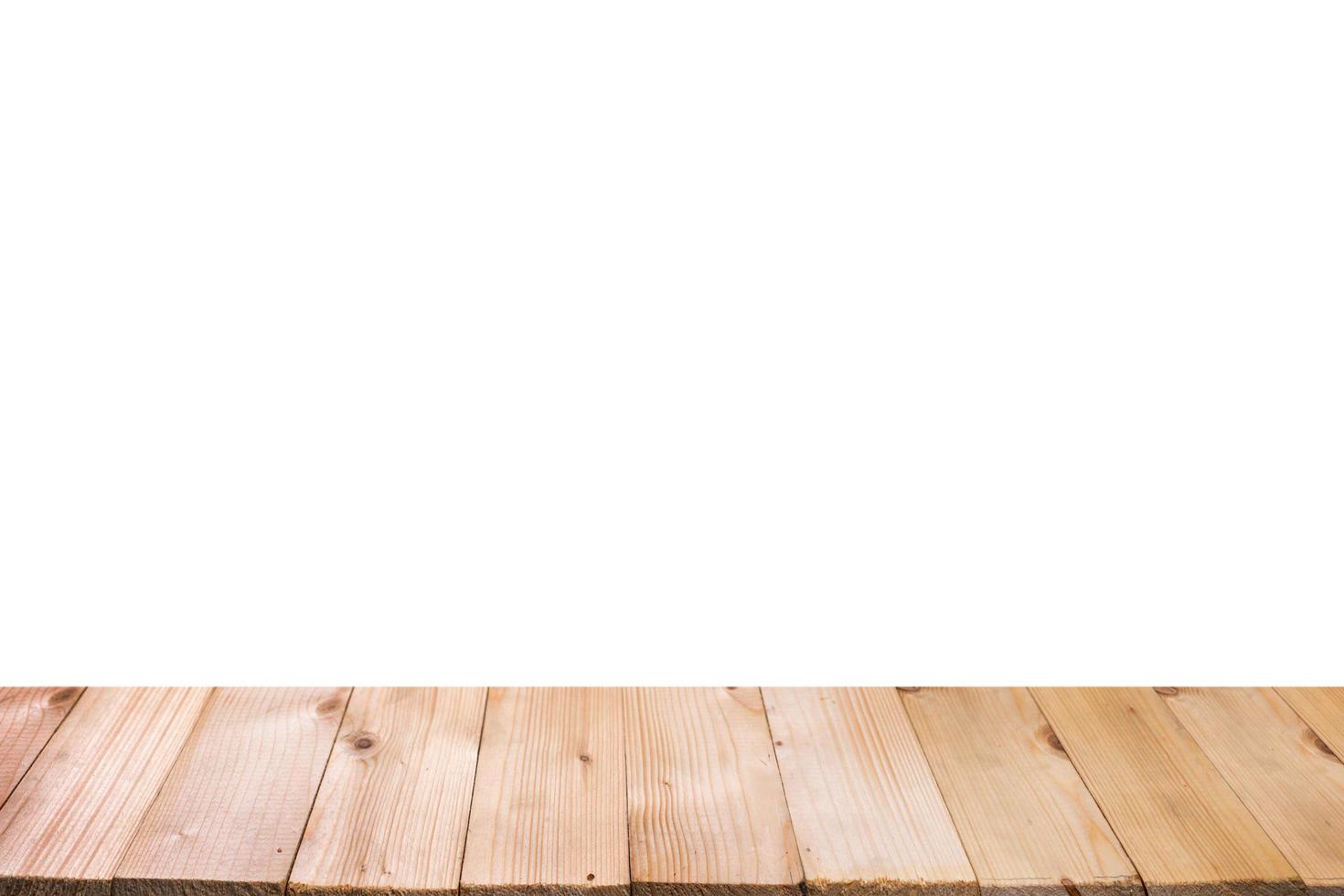 Wood table on white background photo