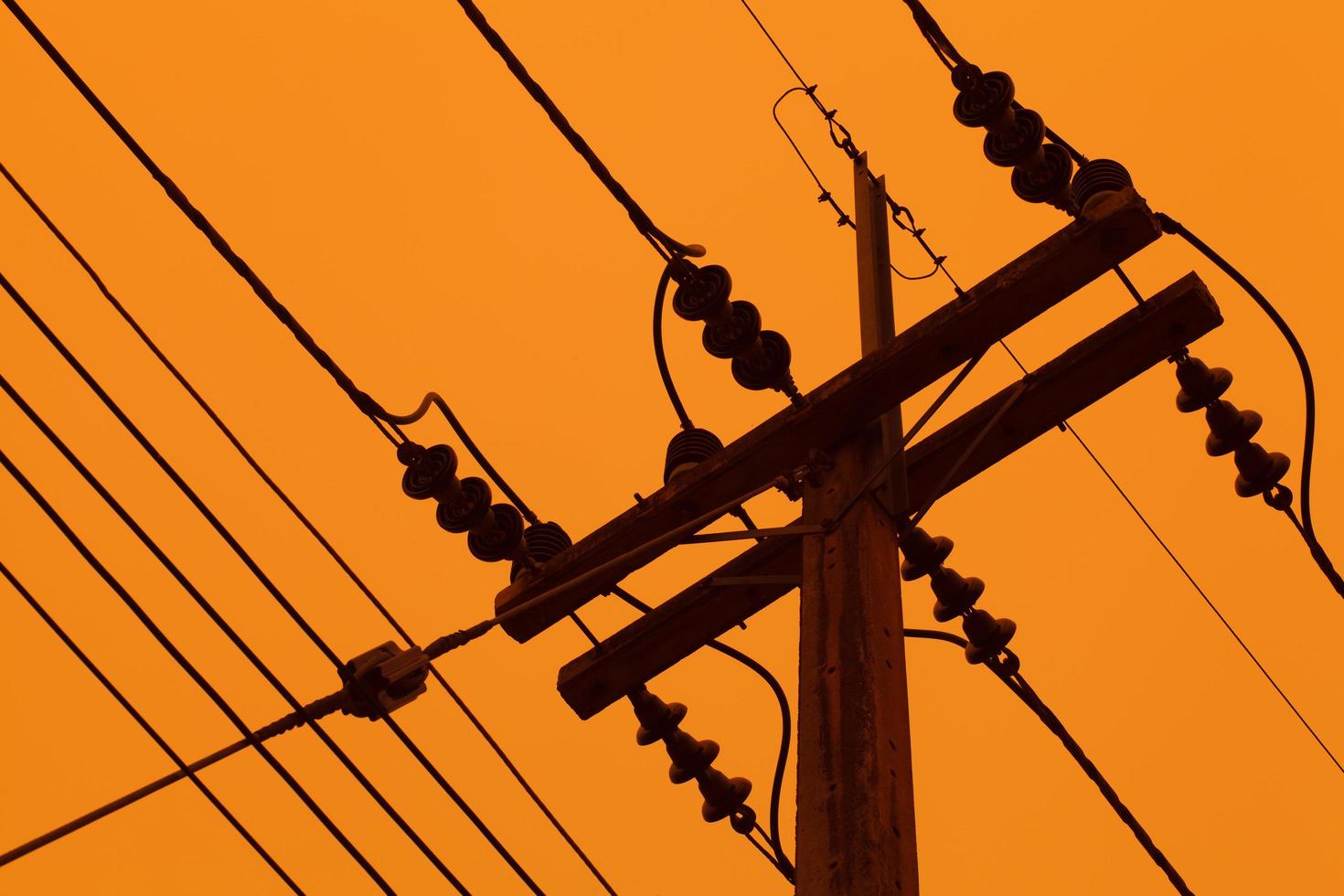 electric pillars on sunset photo