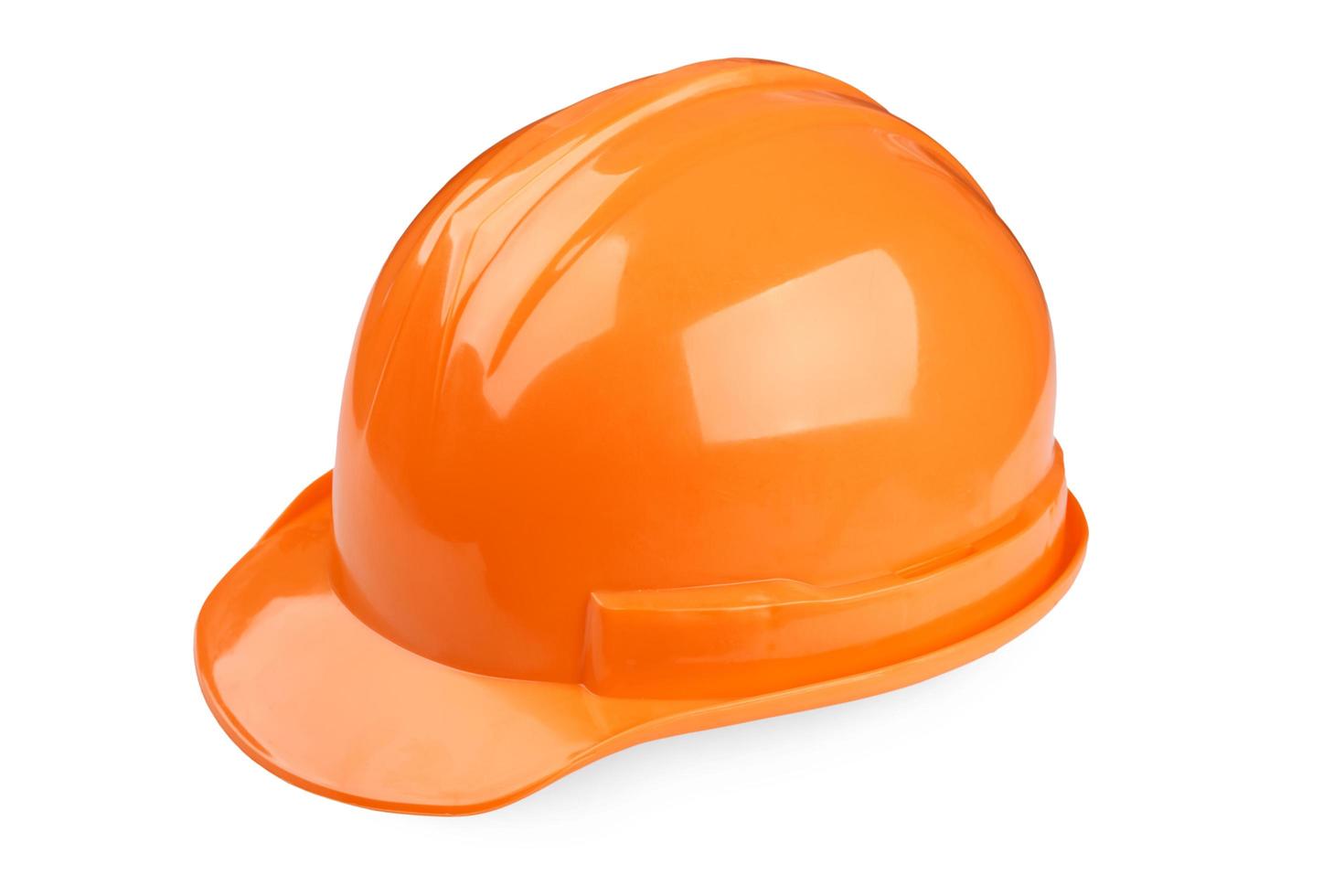 orange safety helmet on white background photo