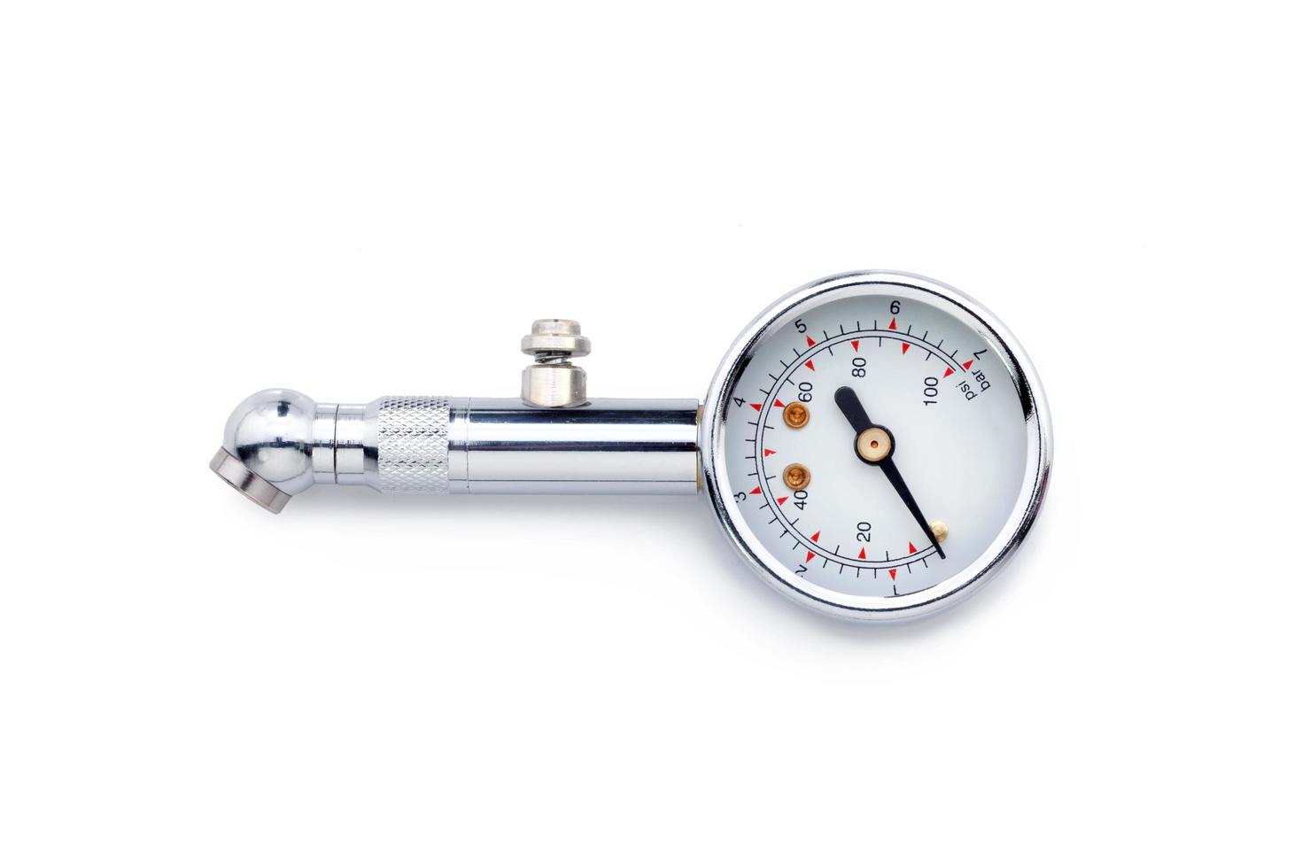 Tire-pressure gauge isolate on white background photo