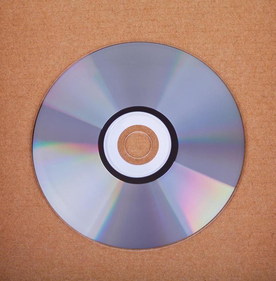 Blank Compact disc CD or DVD on brown paper photo