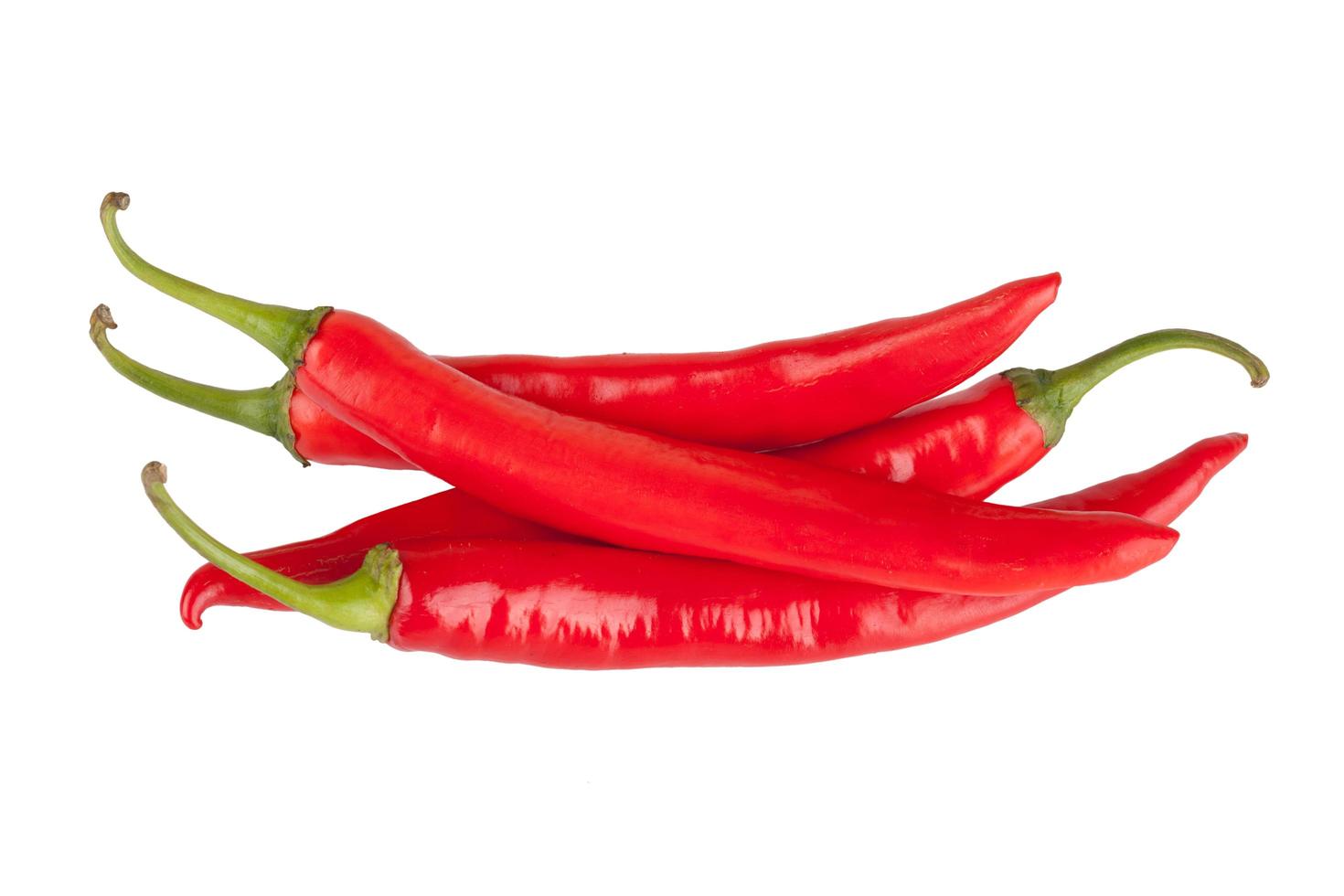 red chili or chilli cayenne pepper isolated on white background photo