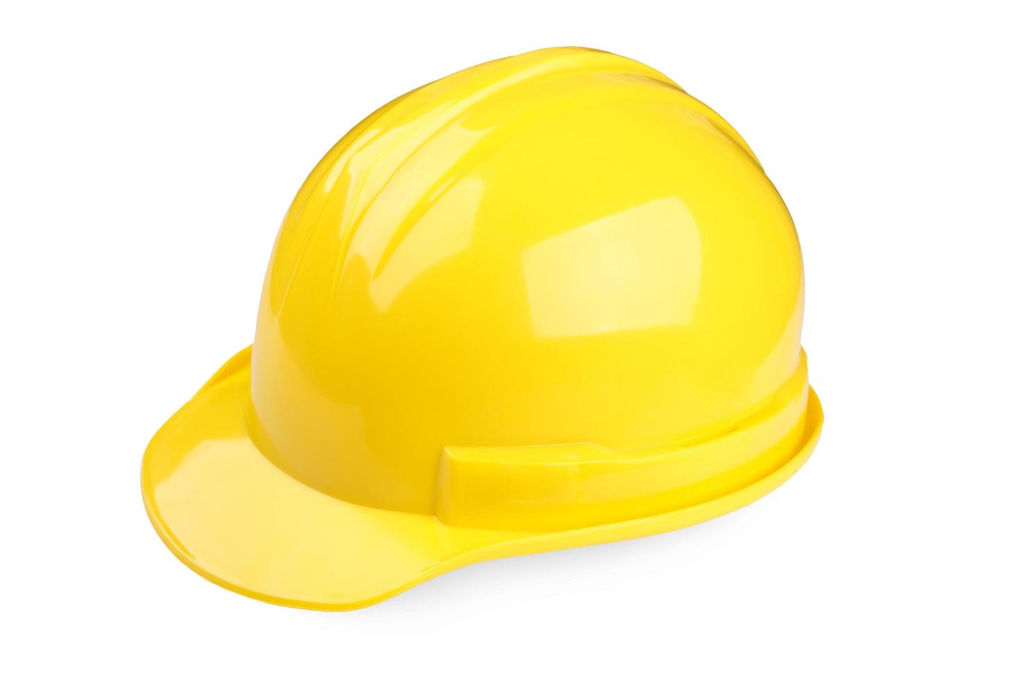 yellow safety helmet on white background photo