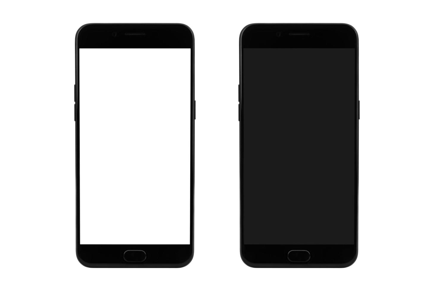 Modern smart phone on black and white screen for mockup photo