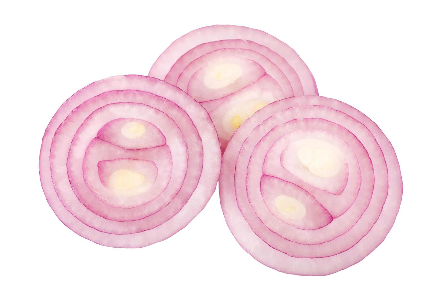 Sliced red onion isolated on white photo