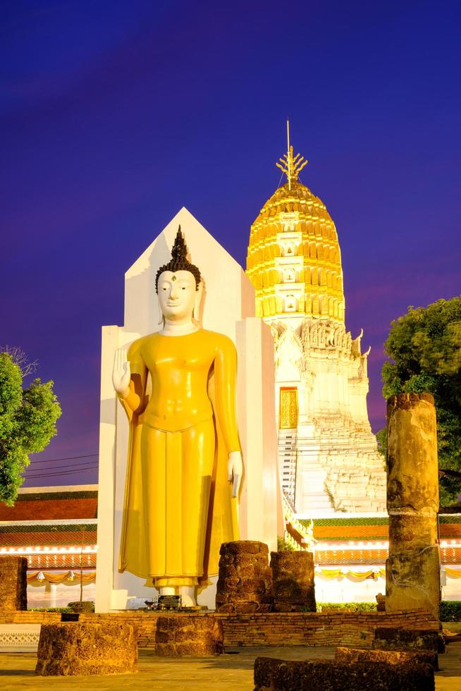 Landscape sunset at Wat Phar Sri Rattana Mahathat Temple or Wat Yai, Phitsanulok in Thailand photo