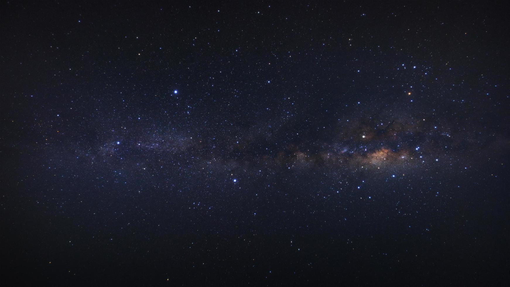 panorama clearly milky way galaxy at phitsanulok in thailand. Long exposure photograph.with grain photo