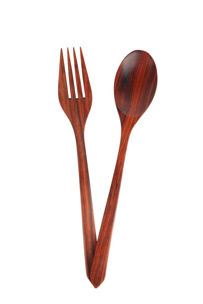 tenedor y cuchara de madera foto