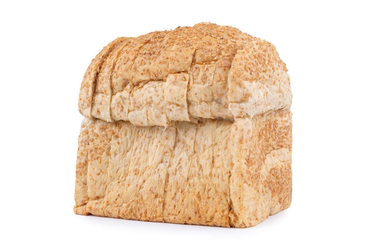 whole grain bread on white background photo