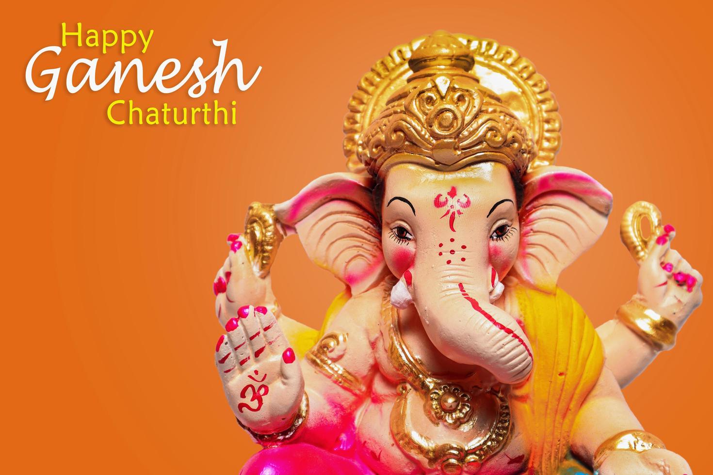 Happy Ganesh Chaturthi Greeting Card design with lord ganesha idol photo