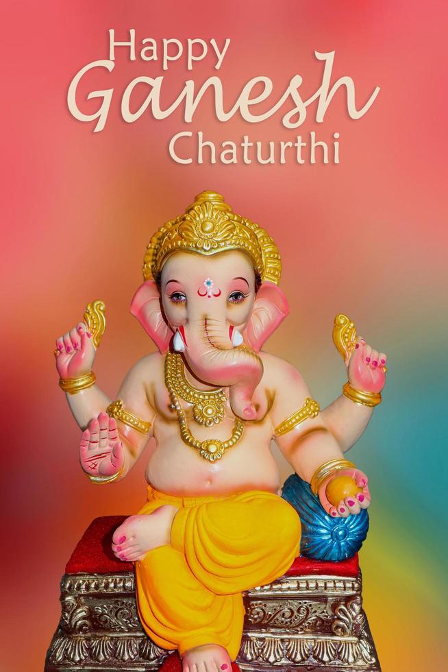 Happy Ganesh Chaturthi Greeting Card design with lord ganesha idol photo