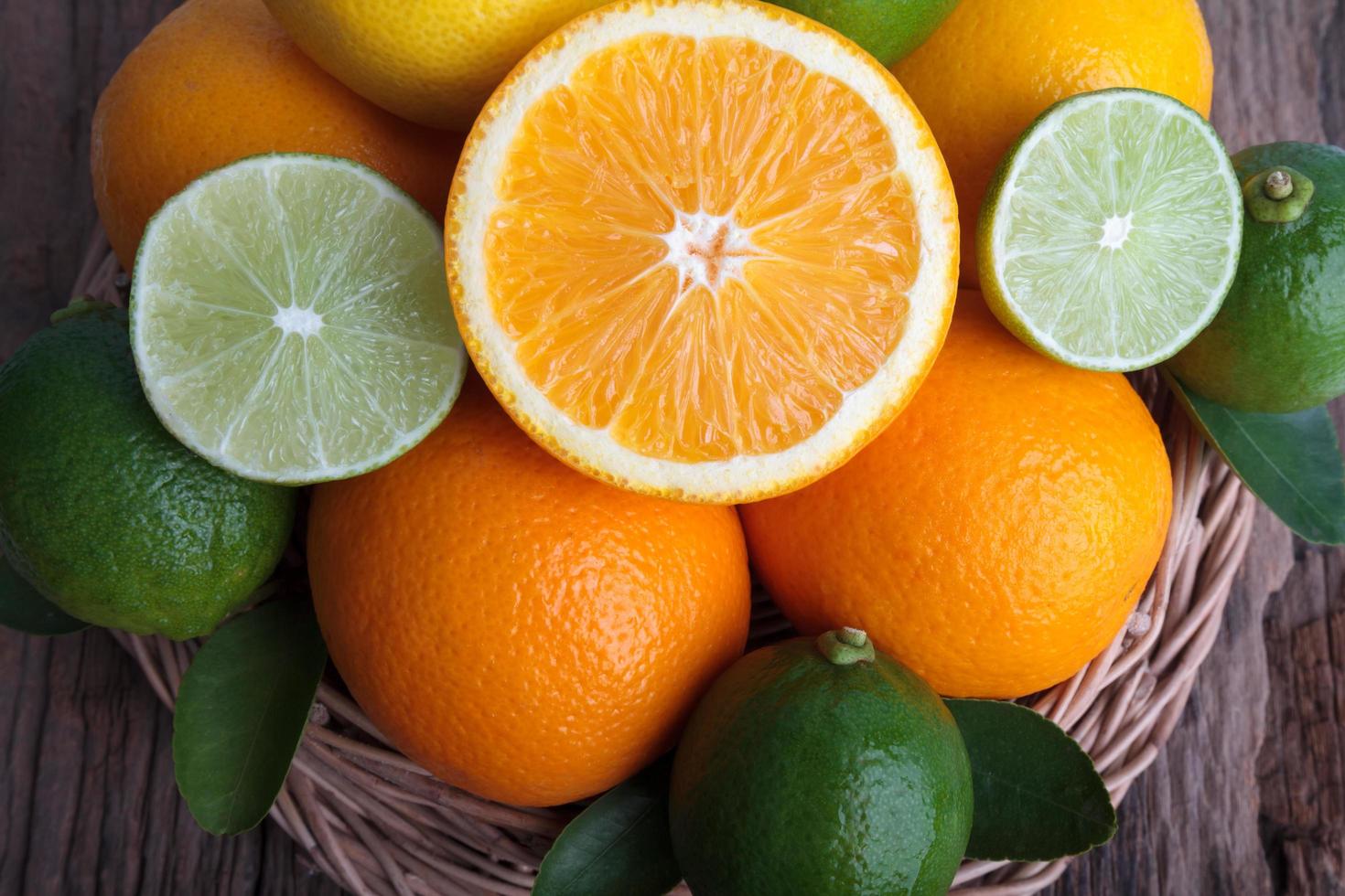 Mix of fresh citrus fruits photo