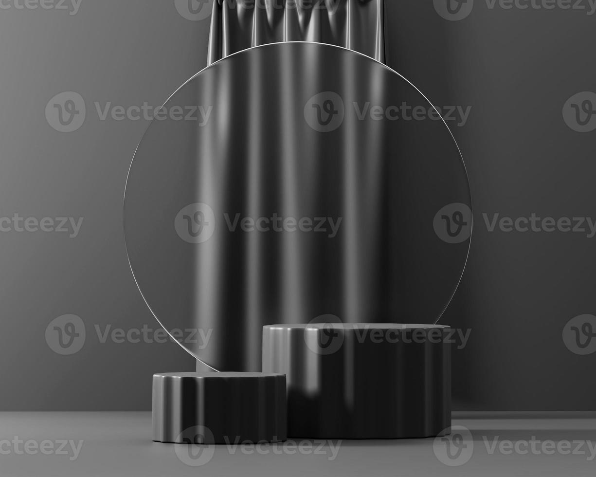 3D rendering black platform podium product presentation background photo