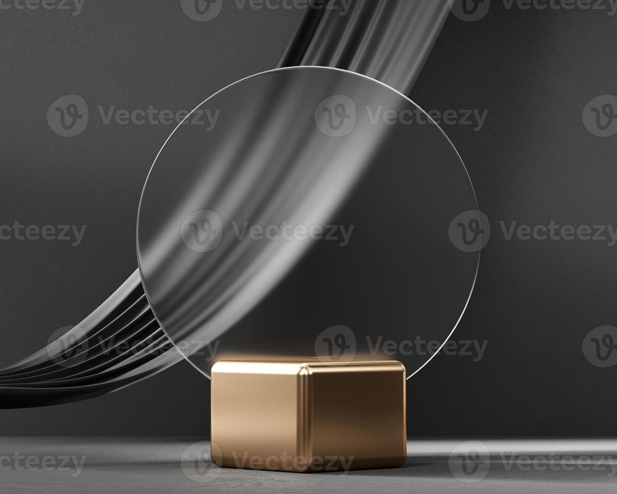 3D rendering abstract gold platform podium product presentation backdrop photo