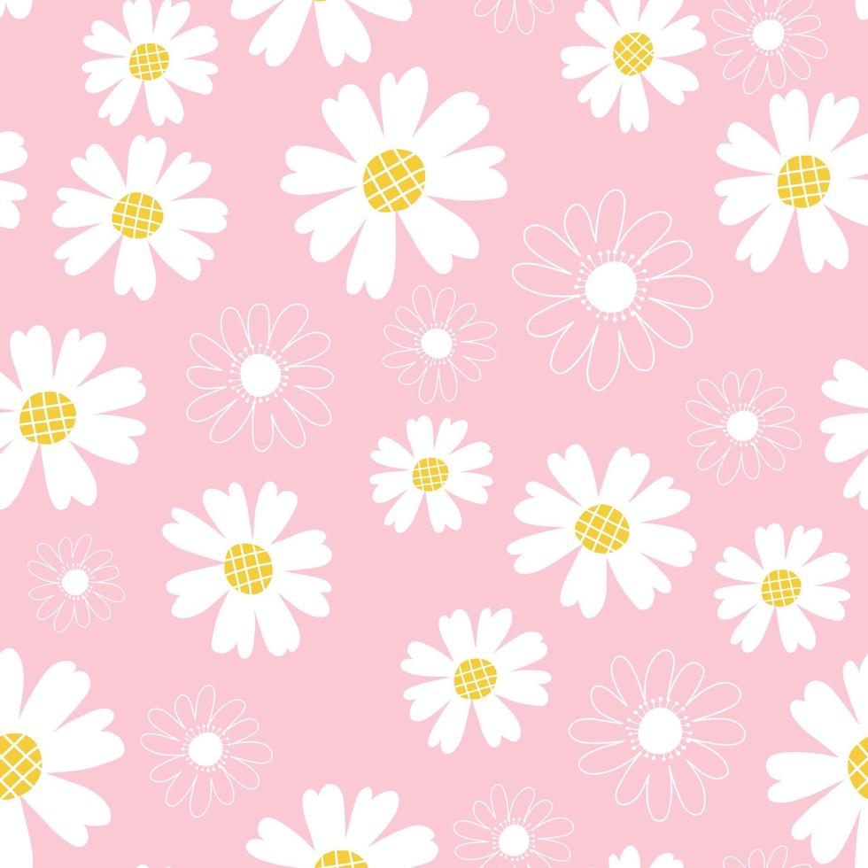 Daisy dream pattern with beautiful pastel color, trendy floral seamless pattern vector