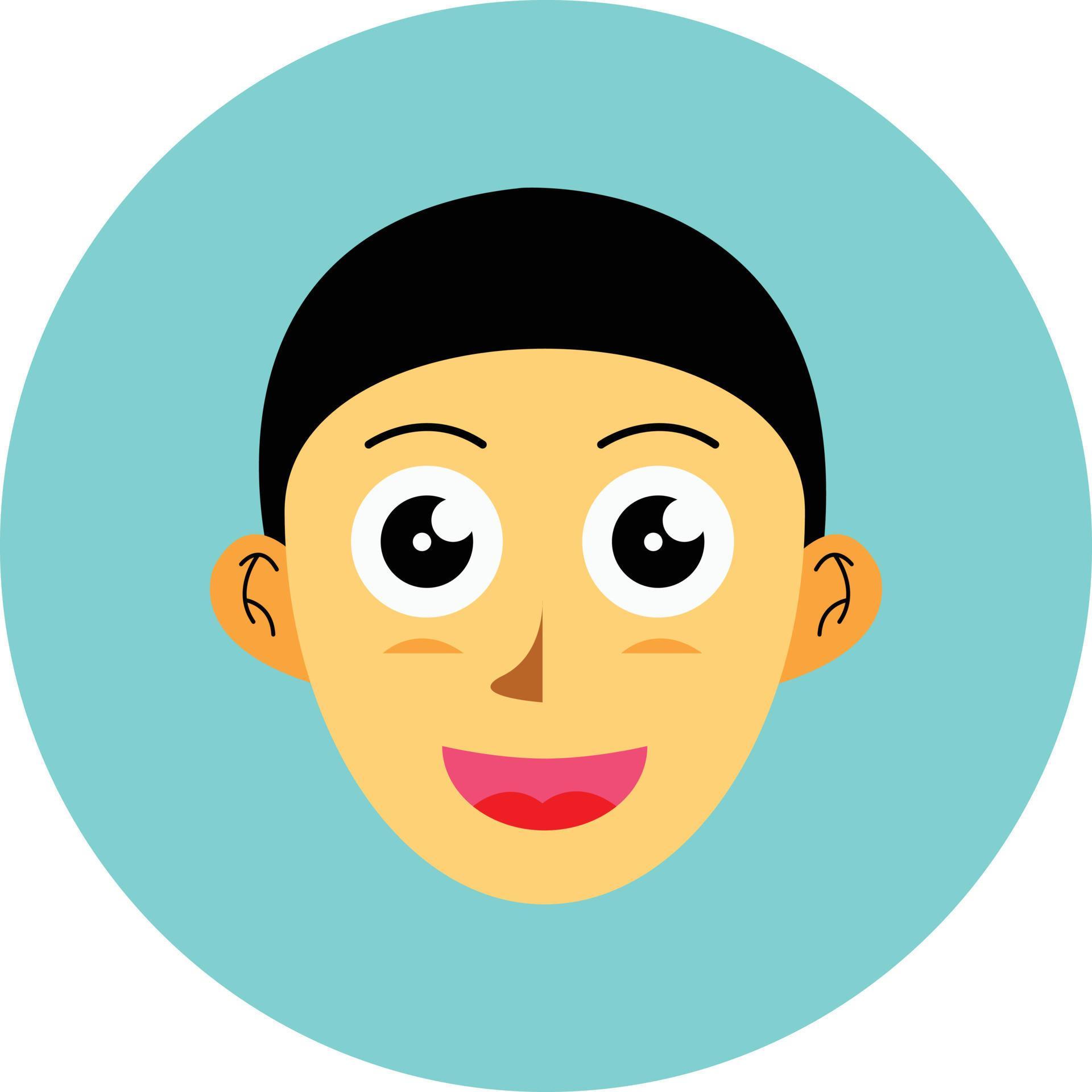Face or head of a boy with smile expression flat vector illustration