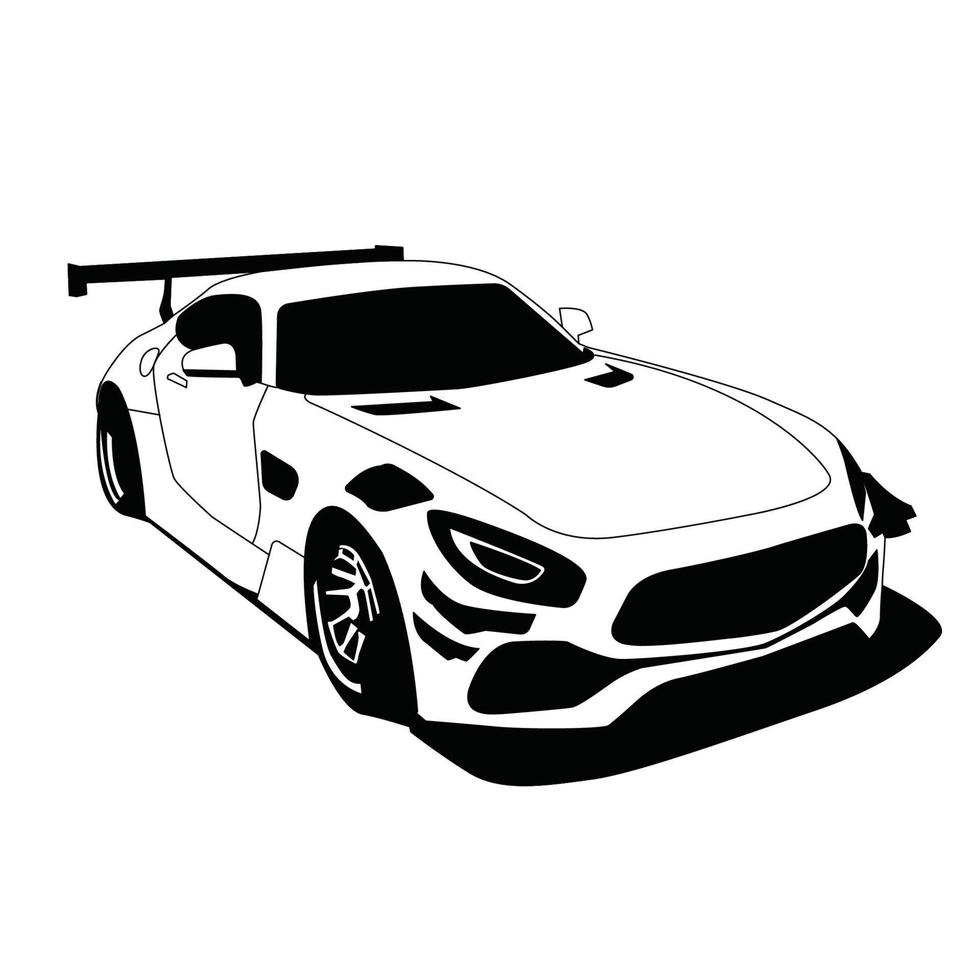 carrera de autos de alta velocidad diseño vectorial en blanco y negro vector