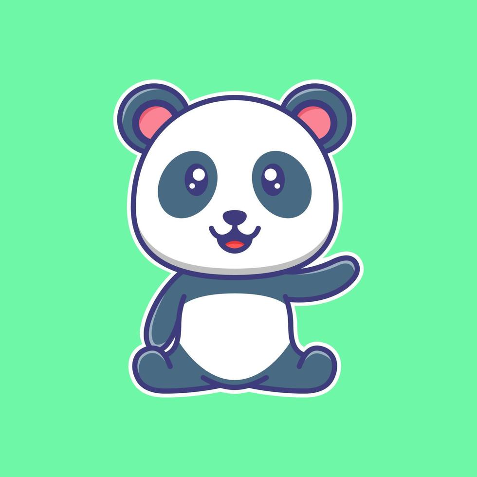 Cute panda cartoon sticker. Cute animal illustration. Happy panda cartoon. vector