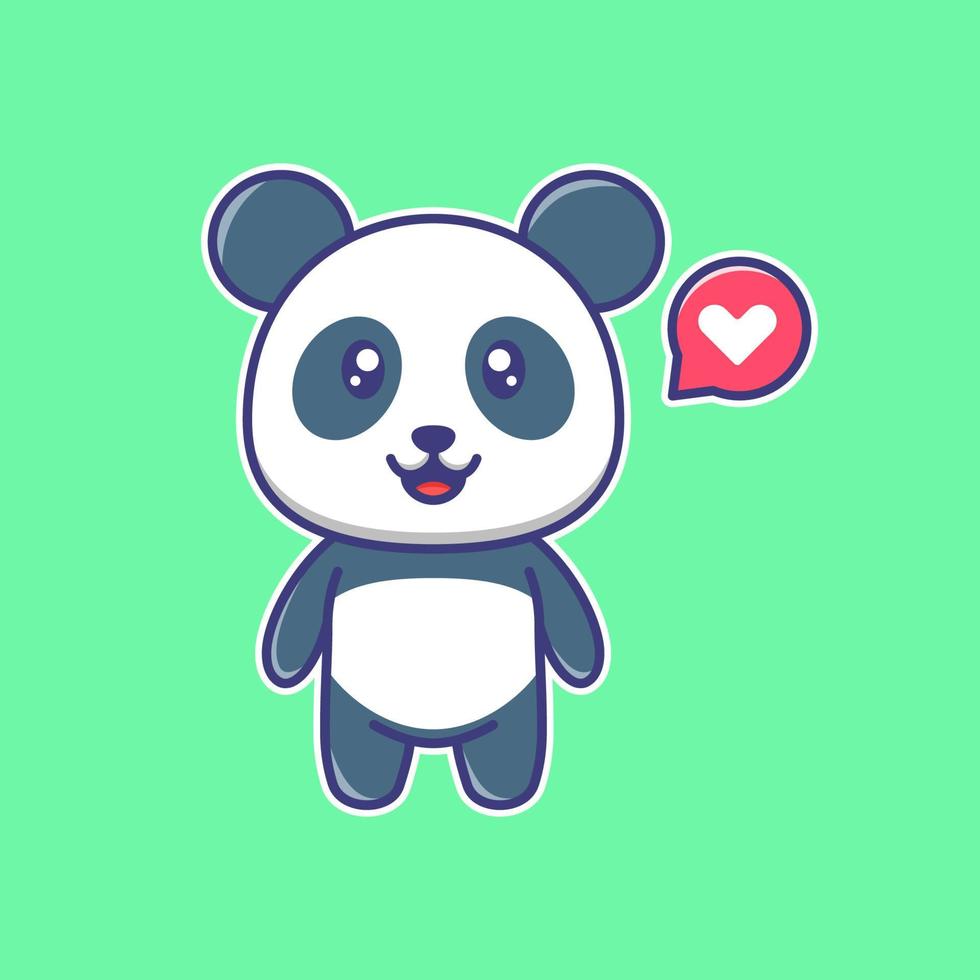 Cute panda cartoon sticker. Cute animal illustration. Happy panda cartoon. vector
