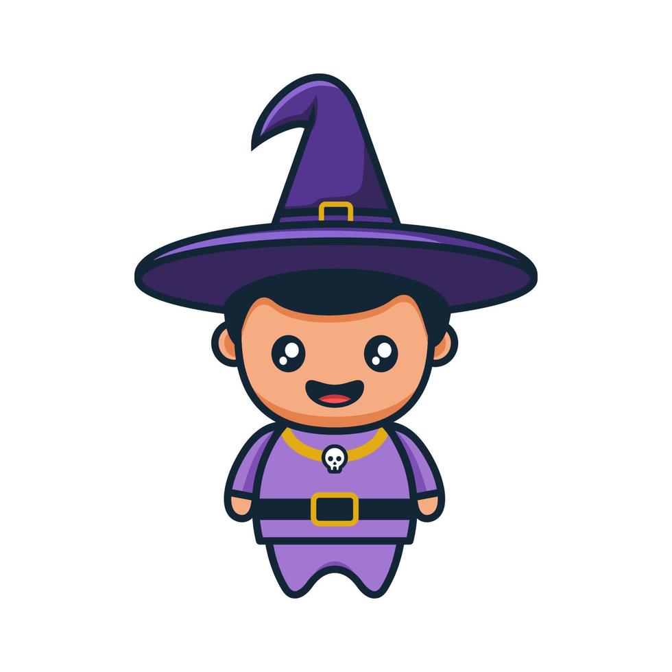 Cute boy with witch costume vector