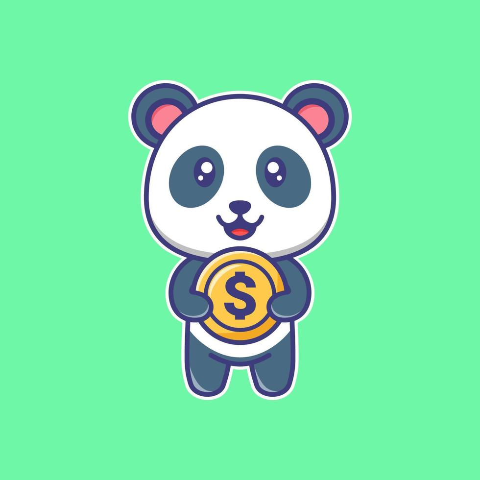 Cute panda cartoon sticker. Cute animal illustration. Happy panda cartoon. vector