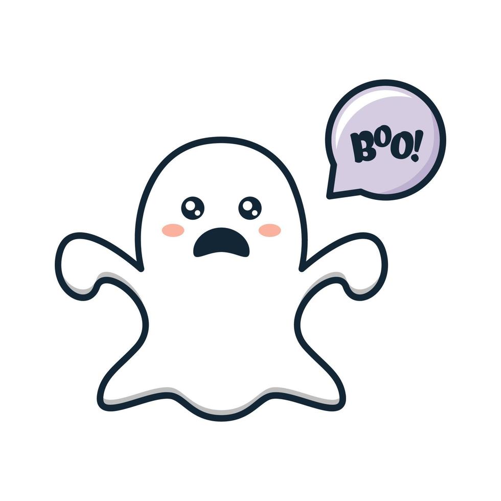 Cute white ghost for Halloween vector