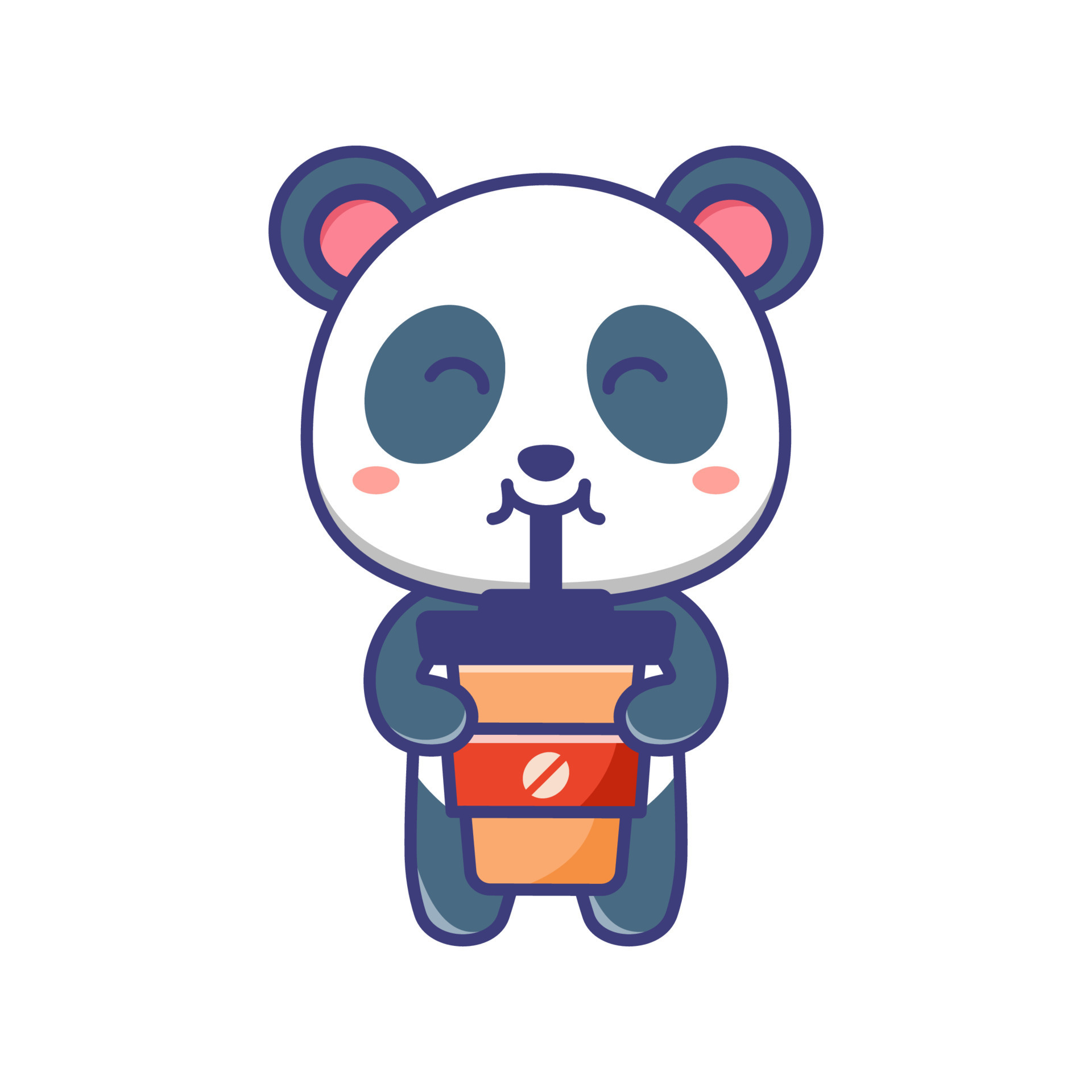 Cute baby panda drink a cup of coffee cartoon illustration 11046154 ...