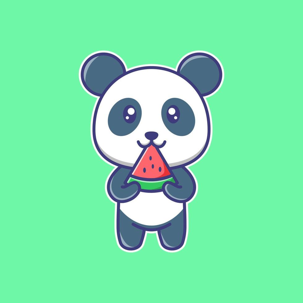 Cute panda cartoon sticker. Cute animal illustration. Happy panda cartoon. vector