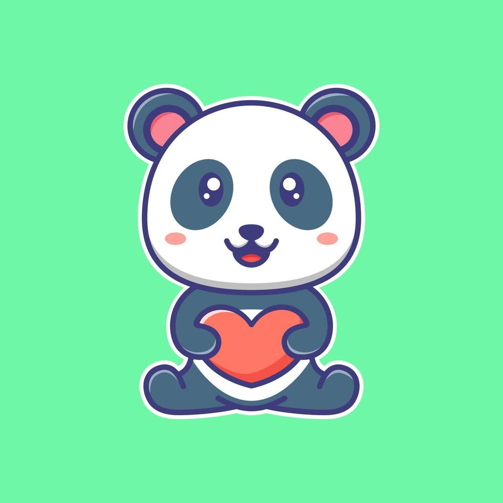 Cute panda cartoon sticker. Cute animal illustration. Happy panda cartoon. vector