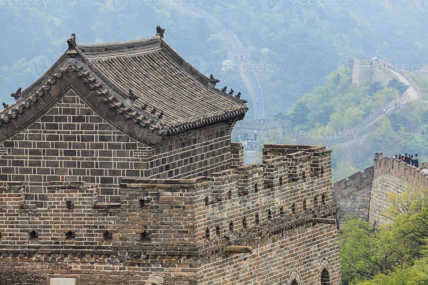 The Great Wall watchtower with traditional tile roof photo