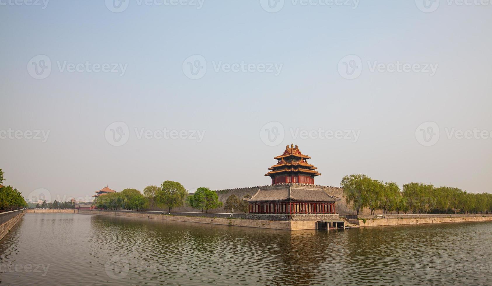 Tower surrounded by moat with water in Beijing photo