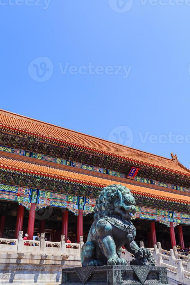 Bronze lion near the Gate of Supreme Harmony photo