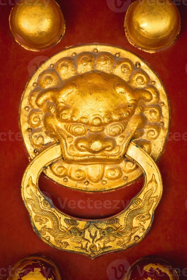 Golden dragon head door knob with chinese ornaments photo