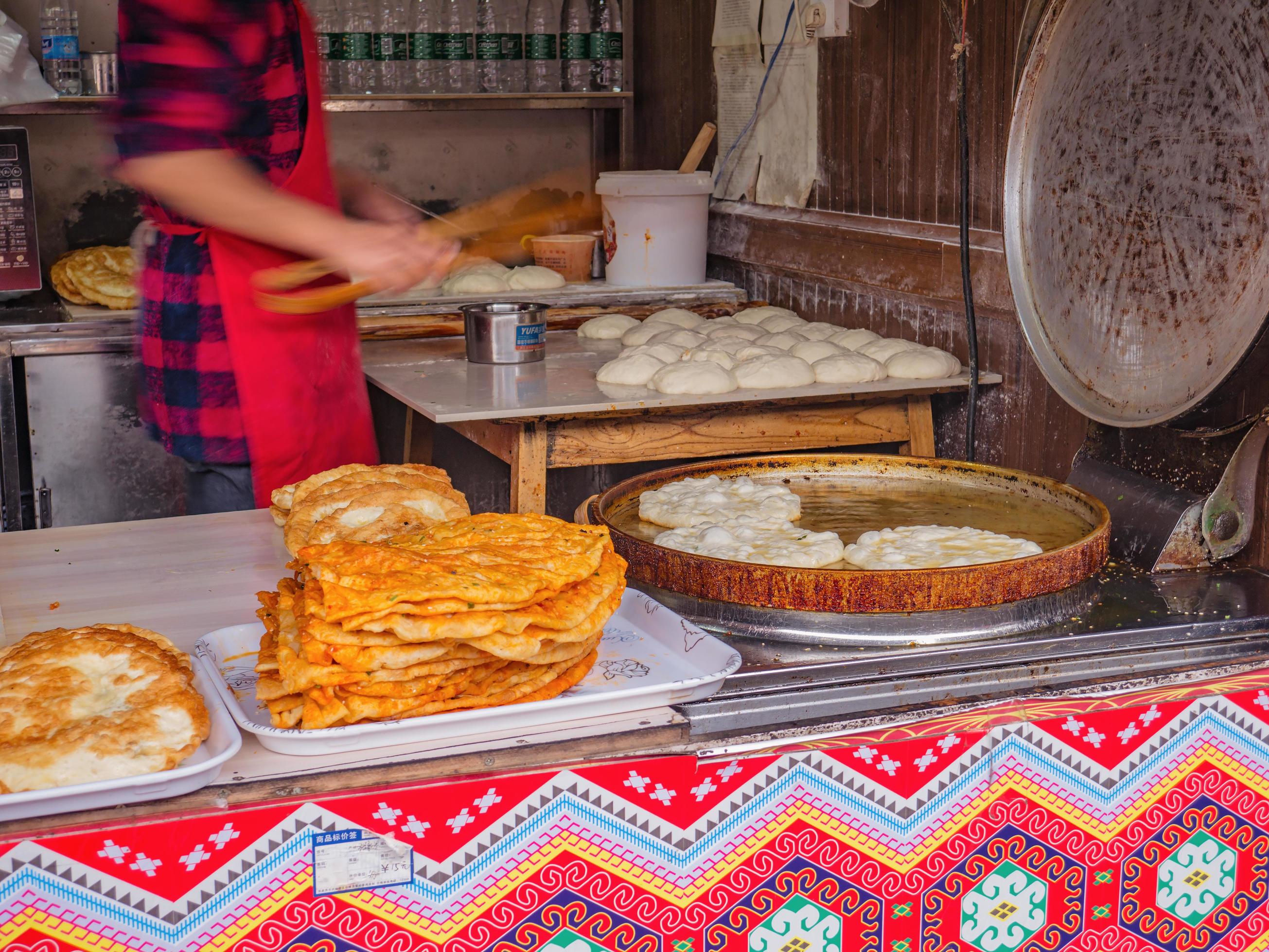 Chinese Famous Street food jiang bing at Yuanjiajie Tourist center