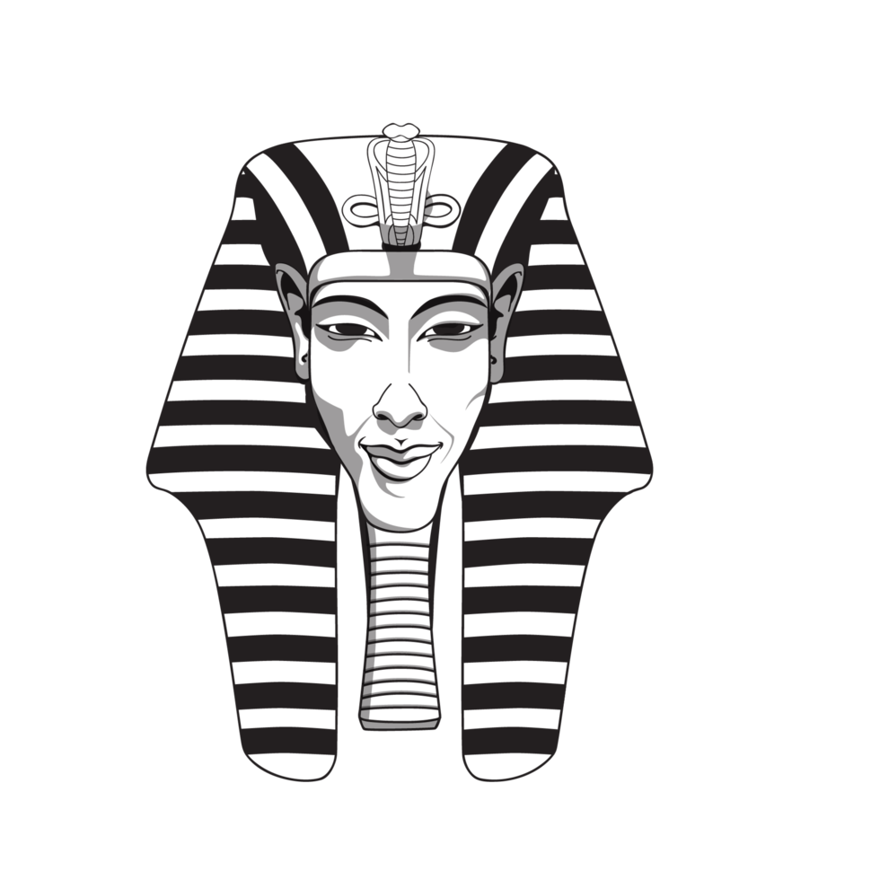 Black and white illustration of the 18th dynasty ancient Egyptian Pharaoh, Akhenaten. png