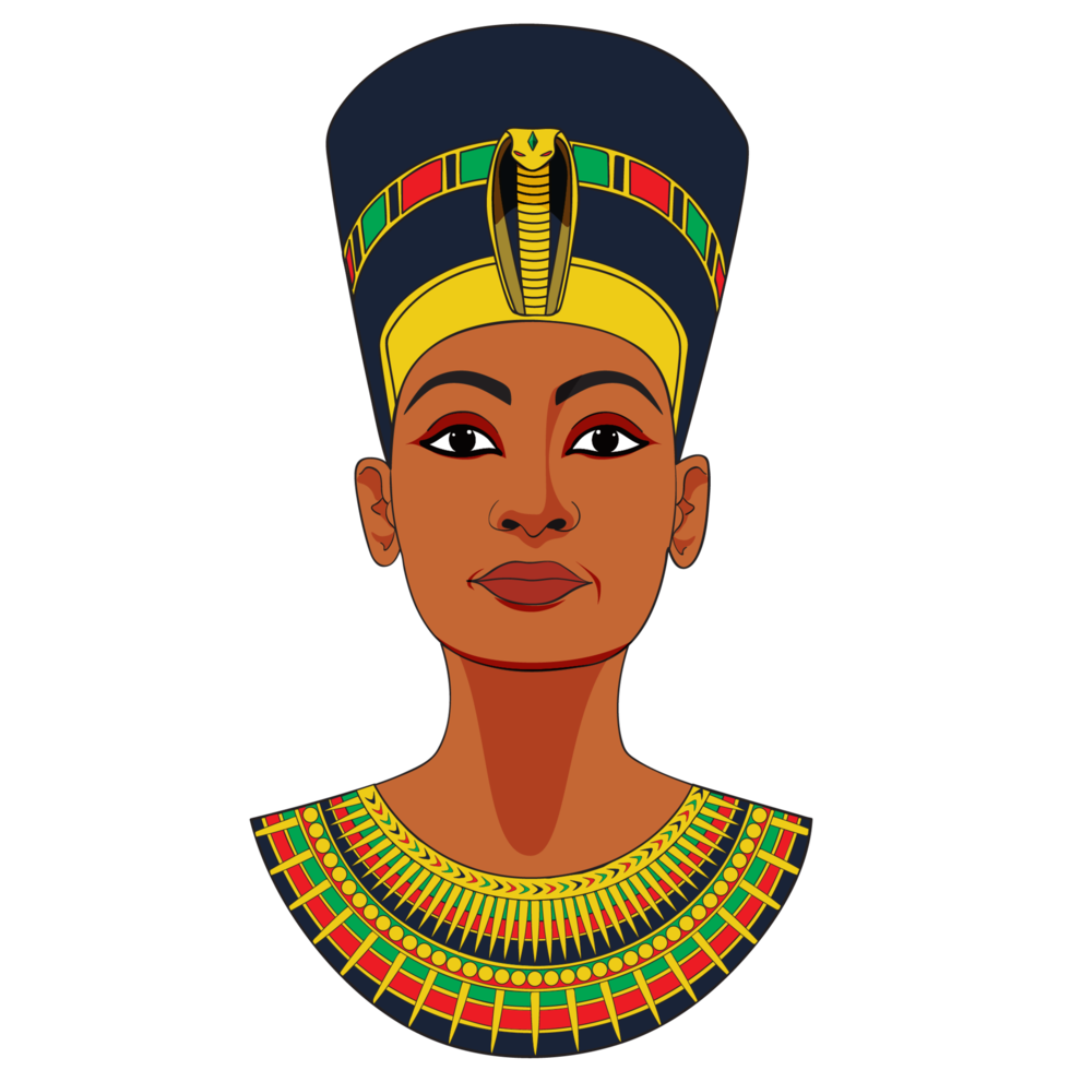ilustración de la reina egipcia y la gran esposa real de akhenaton, nefertiti png