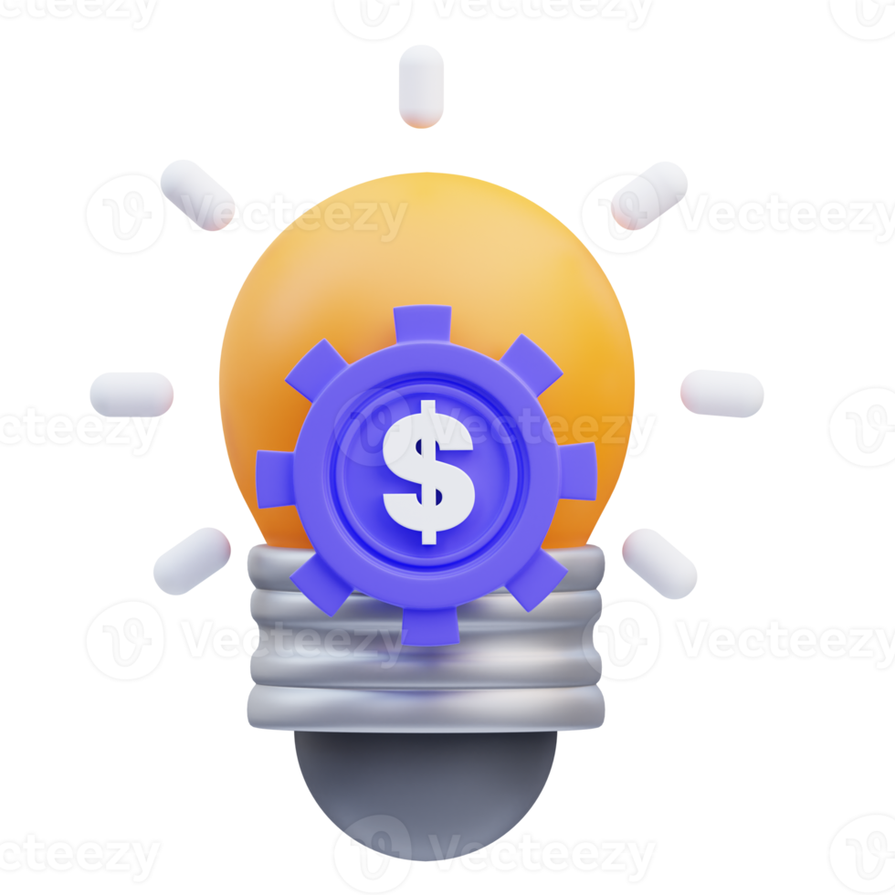 3d rendering of marketing idea light bulb icon illustration png