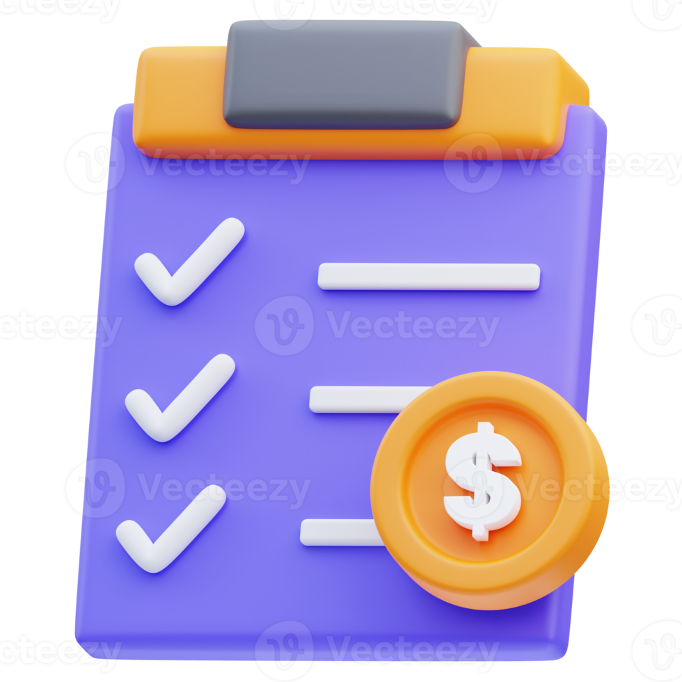 3d rendering of marketing list icon illustration png
