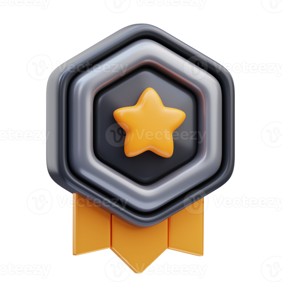 Representación 3d de la ilustración del icono de la insignia del ganador del juego png