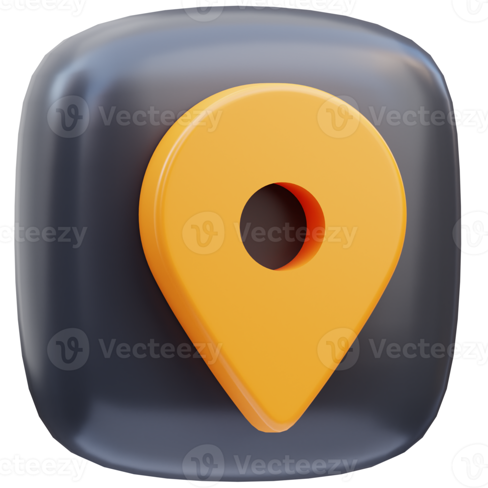 3d rendering of location pin game icon illustration png