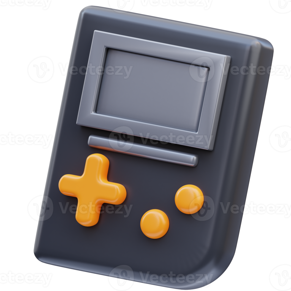 3d rendering of game icon illustration, game boy game console png