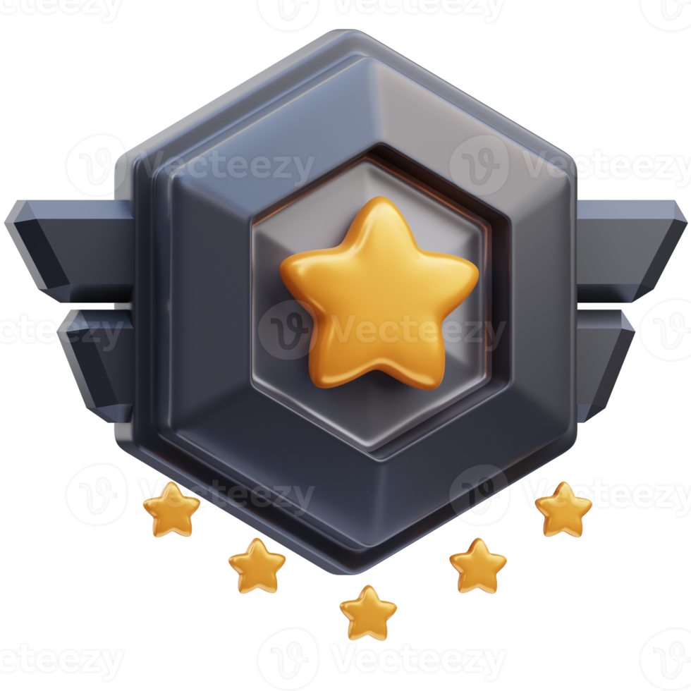 Representación 3d de la ilustración del icono del juego de la insignia mvp para el ganador png