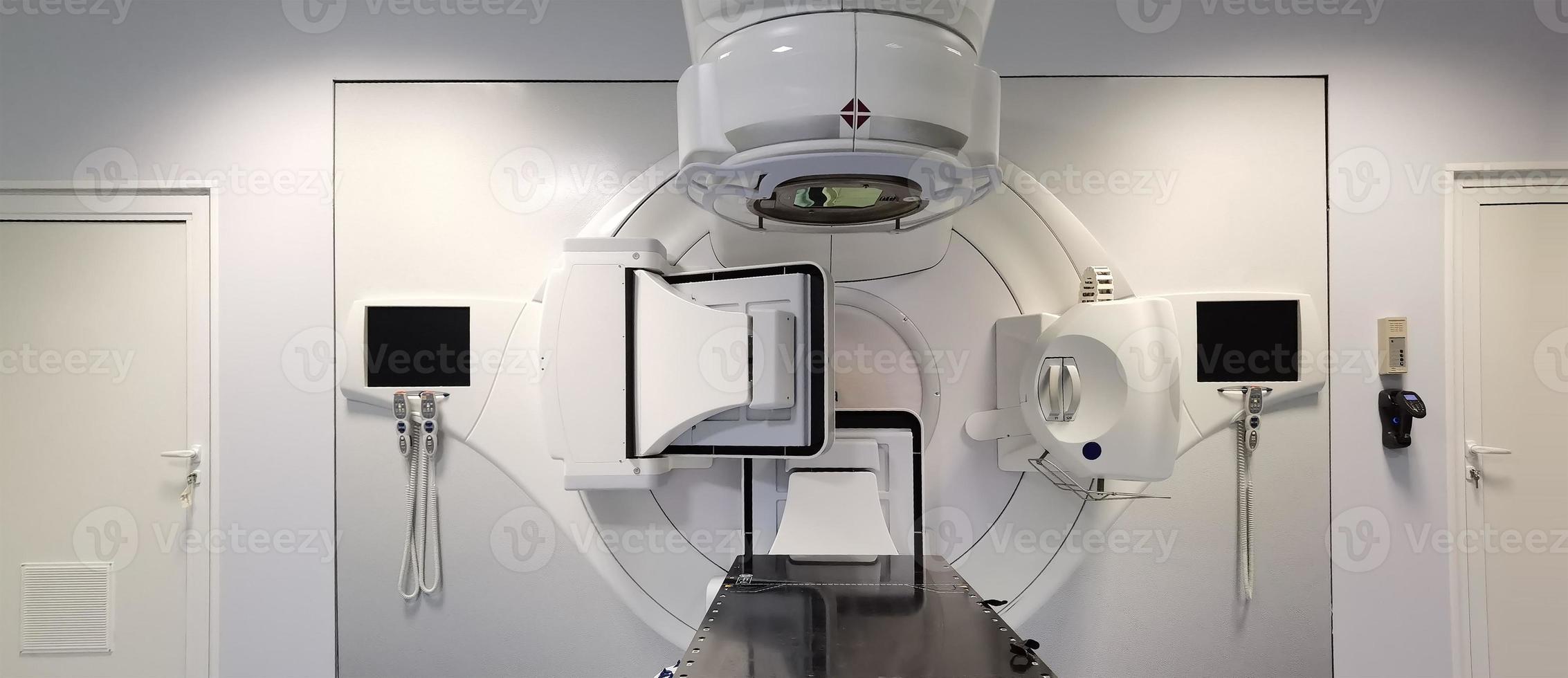 A part of modern linear accelerator in oncological cancer therapy in a modern hospital. photo