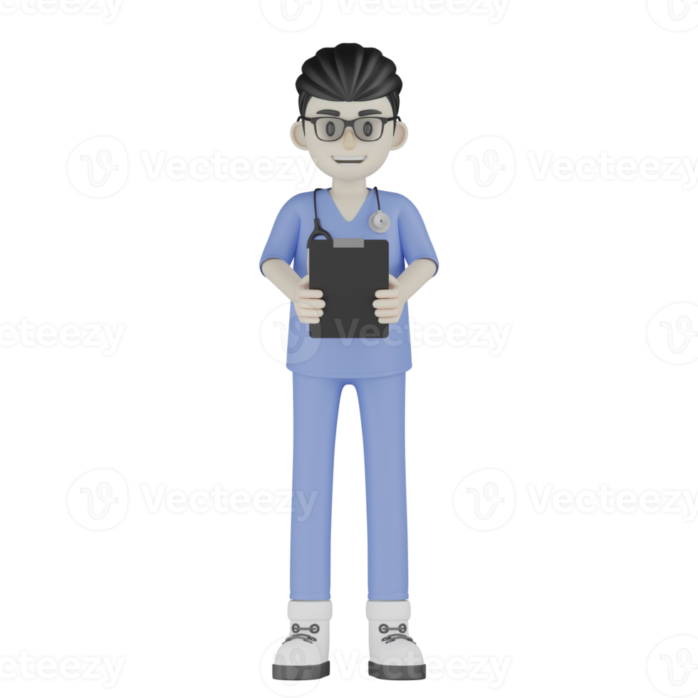 3D Isolated Doctor With A Medical Record png