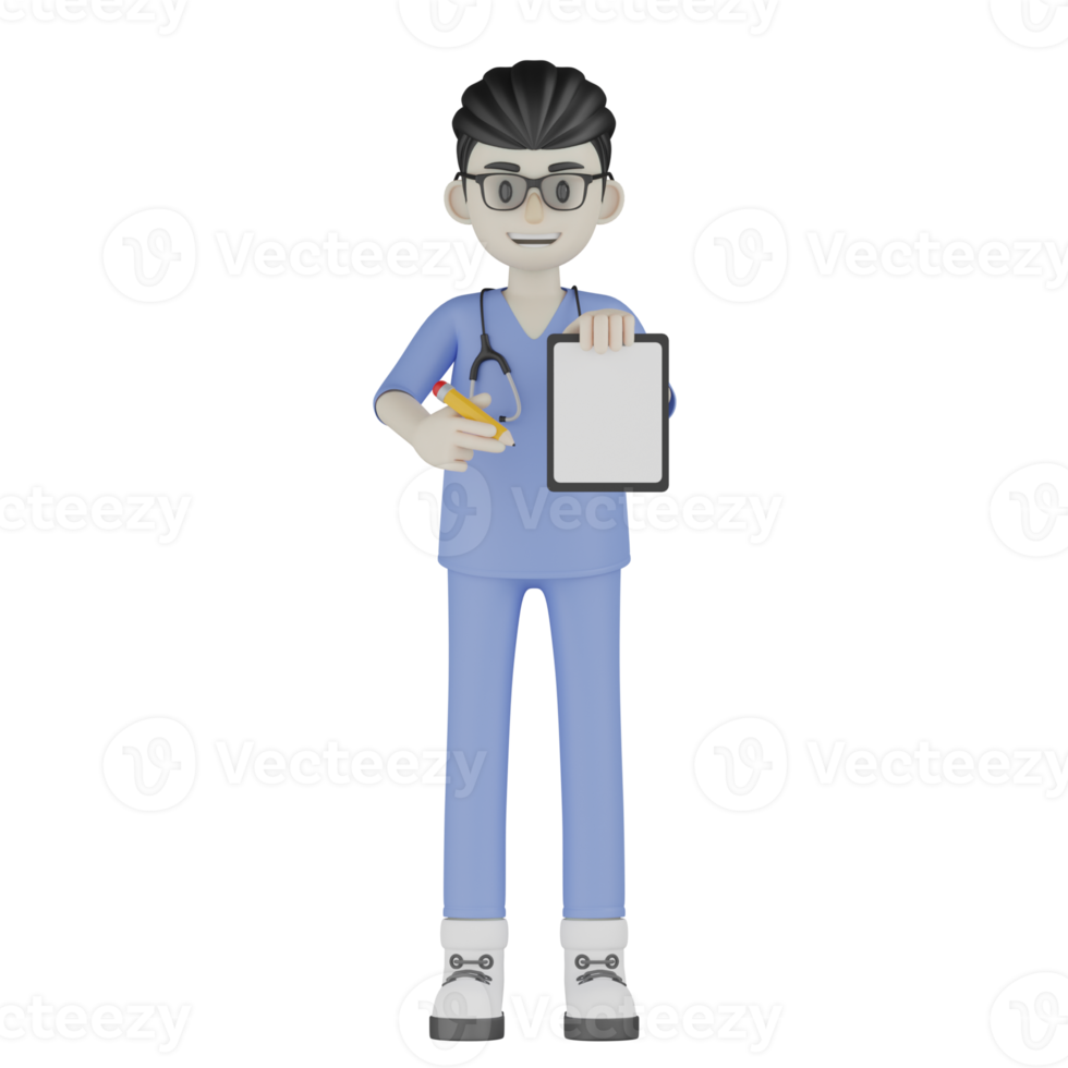 3D Isolated Doctor With A Medical Record png