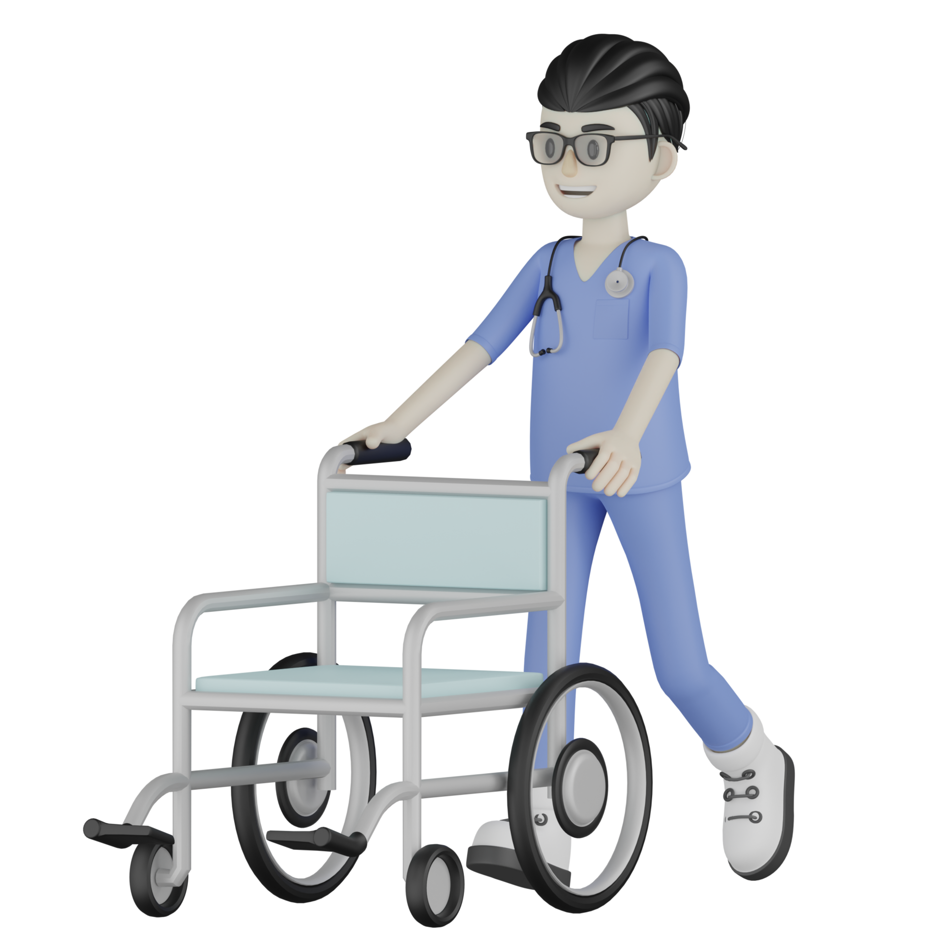 Free 3D Isolated Doctor With A Wheelchair 11047929 PNG with Transparent  Background