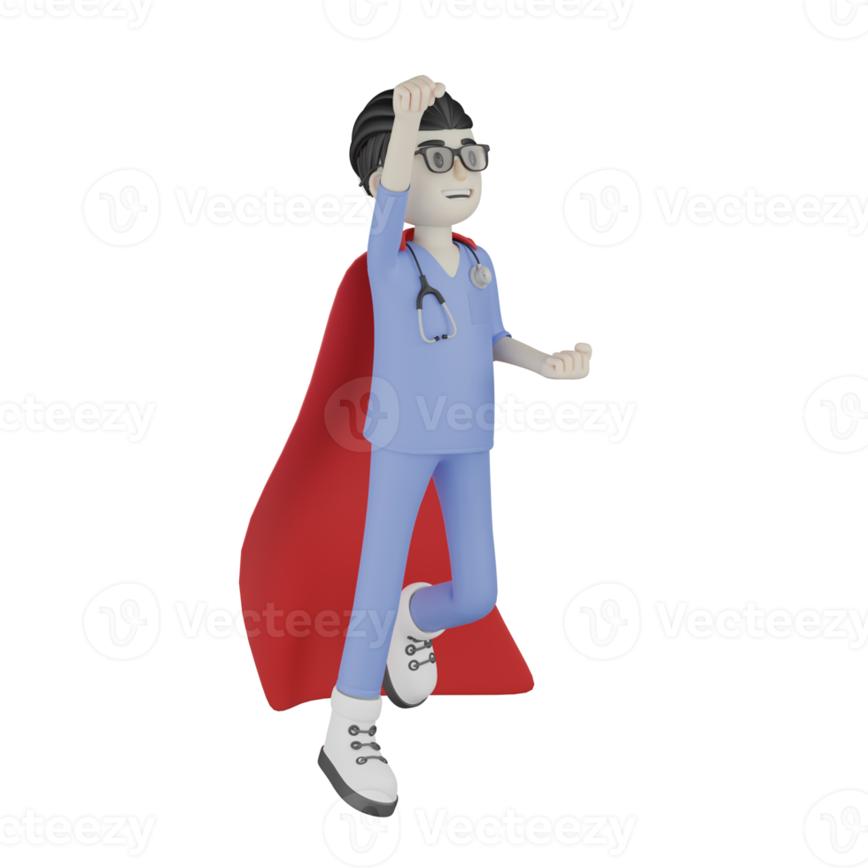 Docteur isolé 3d avec une robe rouge png