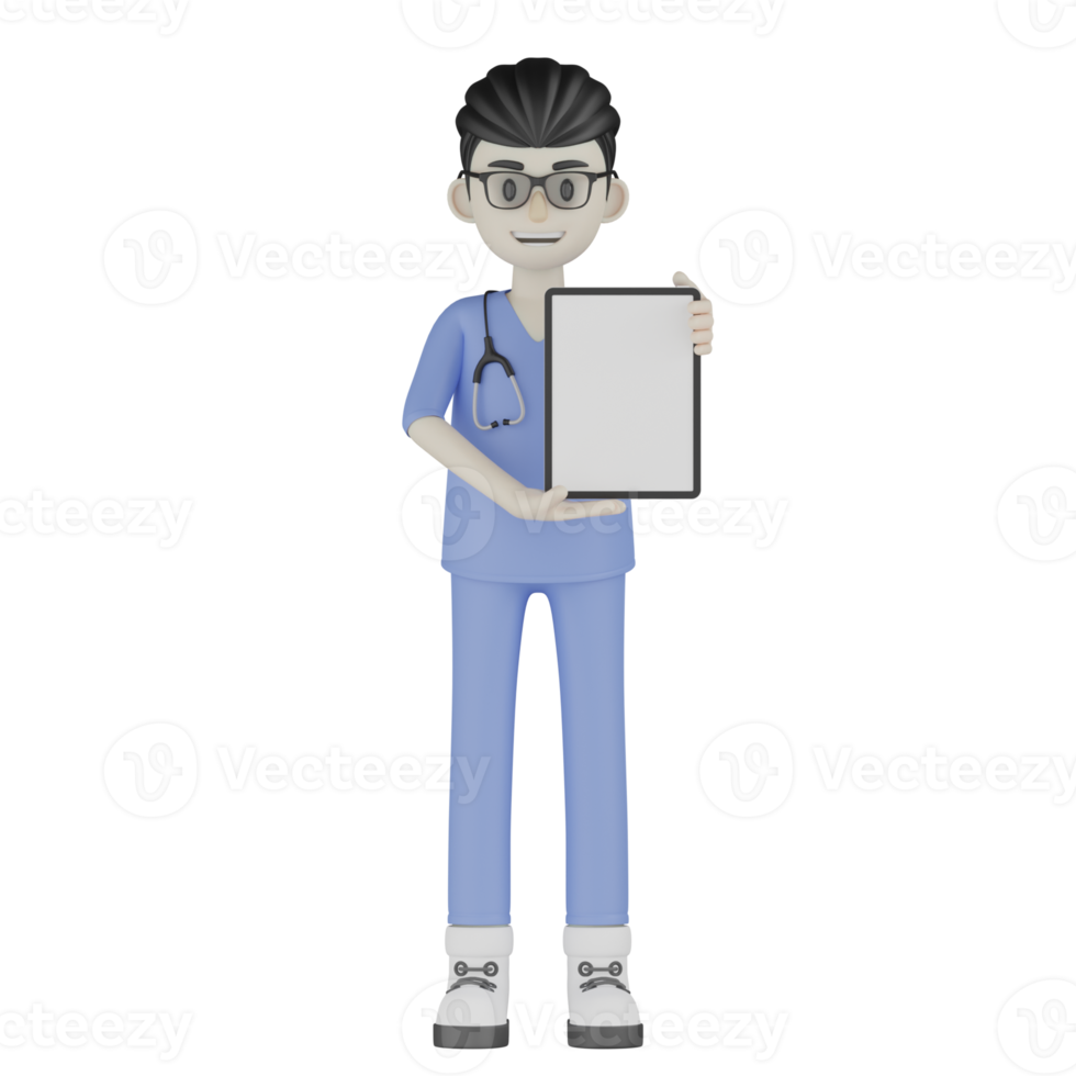 3D Isolated Doctor With A Medical Record png